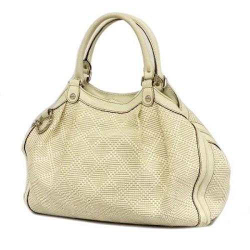 Pre-owned Leather totes Gucci Vintage , Beige , Dames