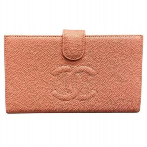 Pre-owned Leather wallets Chanel Vintage , Orange , Dames