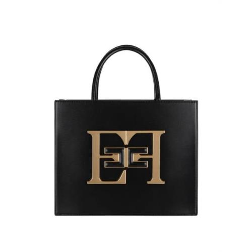 Zwarte Handtas met Geborsteld Effect Rits Elisabetta Franchi , Black ,...