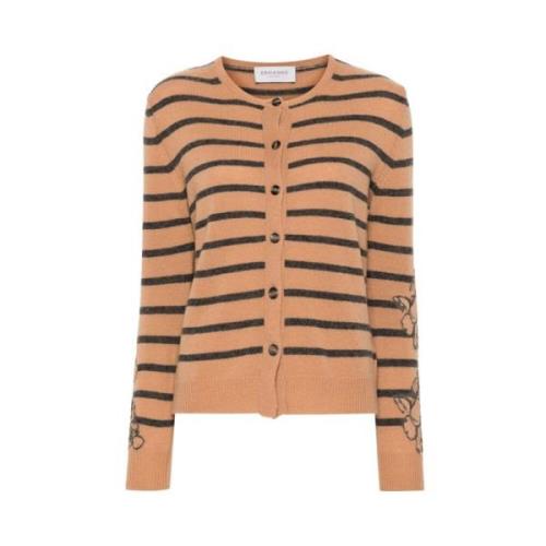 Gestreepte wollen vest met kantpanelen Ermanno Scervino , Brown , Dame...