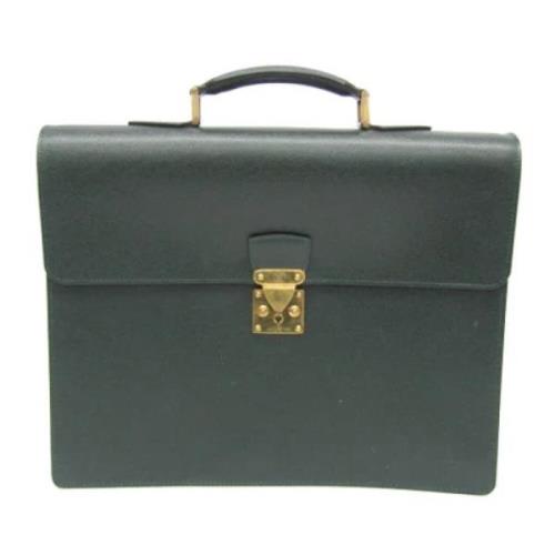 Pre-owned Leather briefcases Louis Vuitton Vintage , Green , Heren