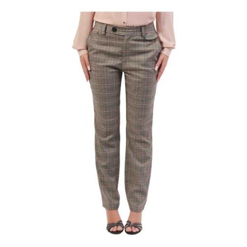 Geruite Slim Fit Broek Multicolor Fracomina , Beige , Dames