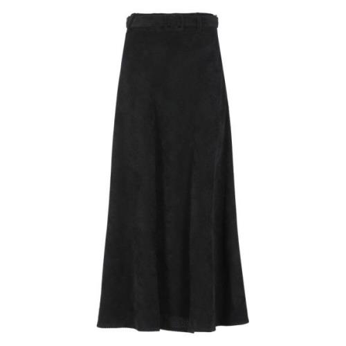 Zwarte Corduroy Rok met Riemlussen D.Exterior , Black , Dames