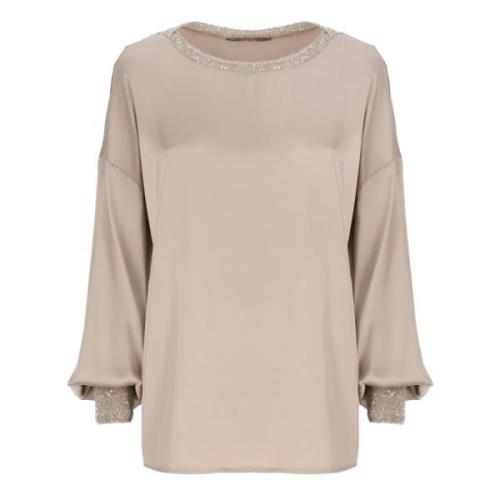 Beige Paillet Sweater voor Vrouwen D.Exterior , Beige , Dames