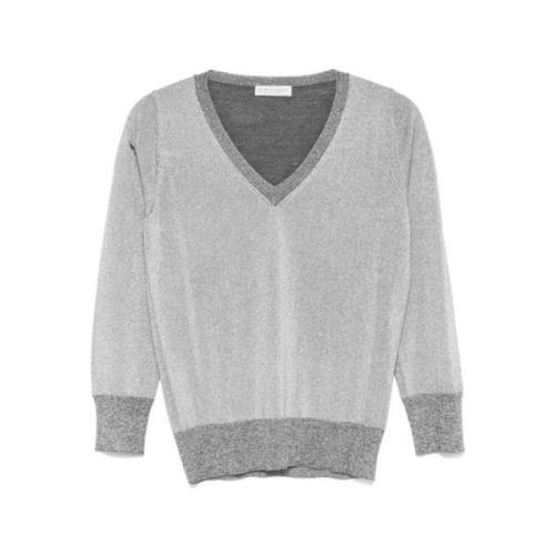 Zilveren Lurex Wollen Trui Le Tricot Perugia , Gray , Dames