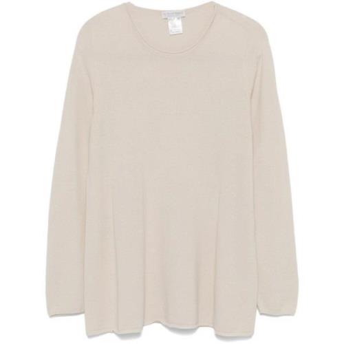 Beige Wol Zijde Gebreide Trui Le Tricot Perugia , Beige , Dames