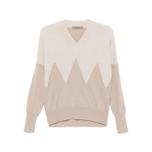 Geruite Wol Kasjmier Trui D.Exterior , Beige , Dames