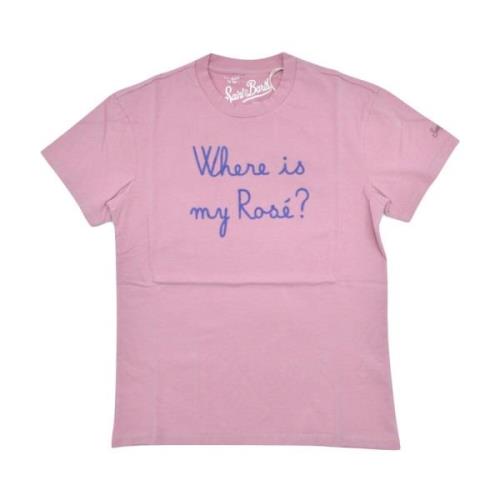 Dames T-shirt korte mouw Waar is mijn roos MC2 Saint Barth , Pink , Da...