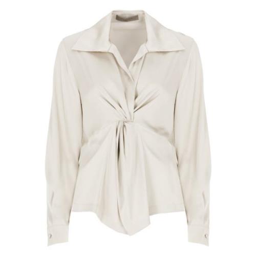 Ivoor V-hals Blouse met Kraag D.Exterior , Beige , Dames