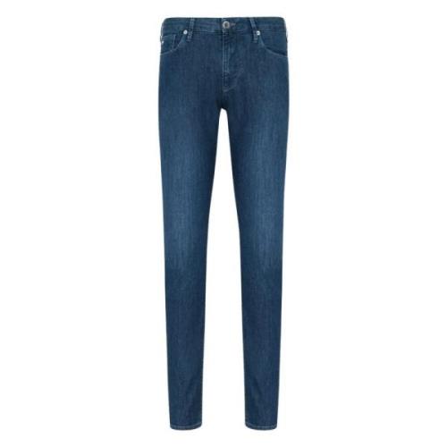 Slim fit denim jeans met gebruikte wassing Emporio Armani , Blue , Her...