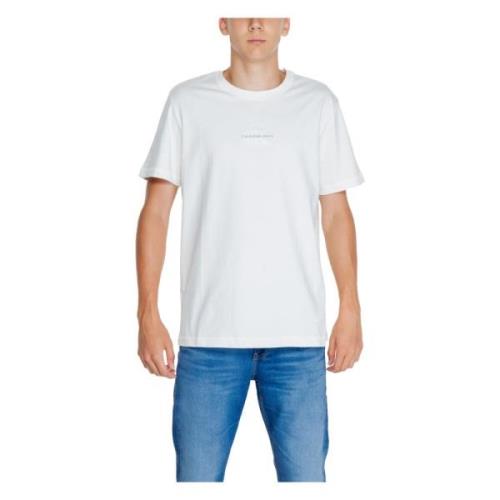 Witte Ronde Hals T-shirt Mannen Calvin Klein Jeans , White , Heren