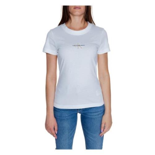 Witte Katoenen Ronde Hals T-shirt Vrouwen Calvin Klein Jeans , White ,...