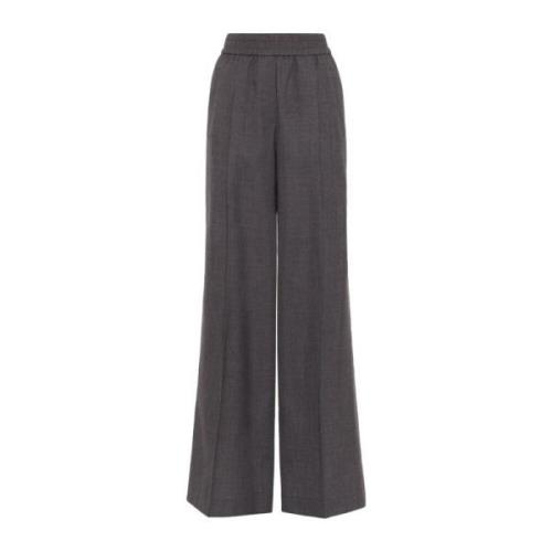 Grijze wijde pijpen wollen broek Brunello Cucinelli , Gray , Dames