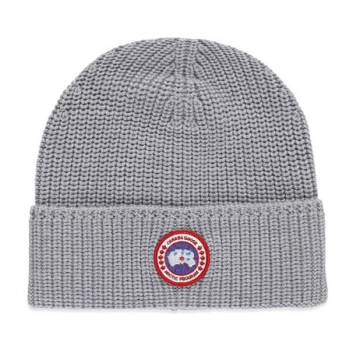 Grijze wollen muts met logopatch Canada Goose , Gray , Heren