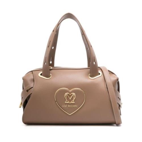 Taupe Bruine Faux Leren Schoudertas Love Moschino , Brown , Dames