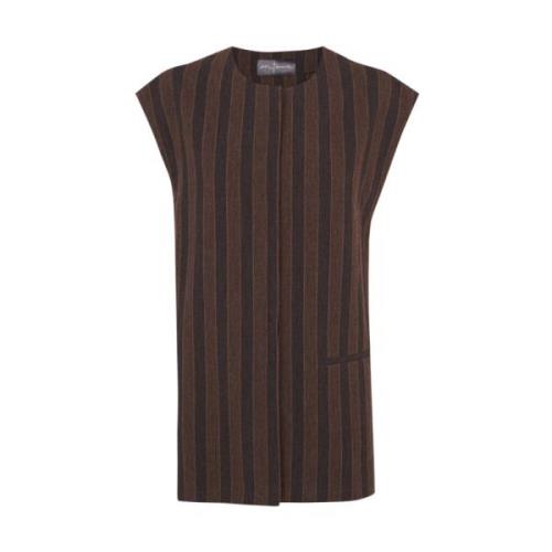 Gestreepte linnen en virgin wool vest Cortana , Brown , Dames