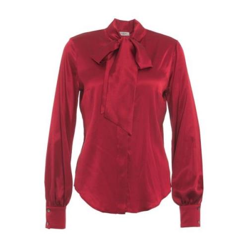 Zijden blouse met sjaalkraag Himon's , Red , Dames