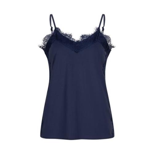 Elegante Blauwe Kantentop Radical , Blue , Dames