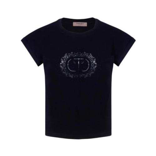 Klassieke T-shirt voor Mannen en Vrouwen Twinset , Black , Dames