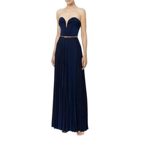 Navy Blauwe Longuette Jurk Elisabetta Franchi , Blue , Dames