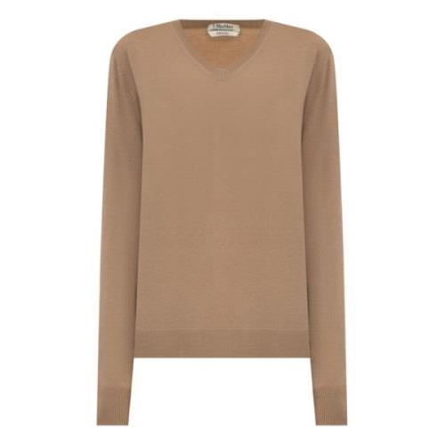 Kameelwol Trui Geribbelde Details Lange Mouw Max Mara Studio , Beige ,...