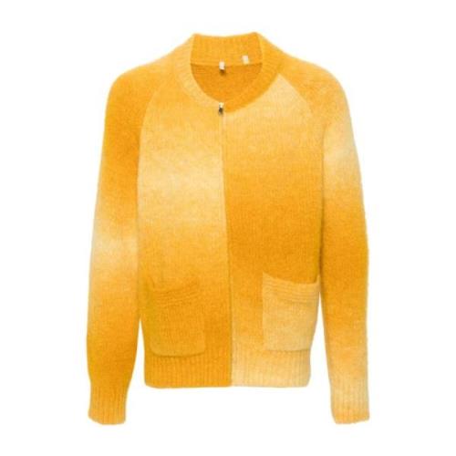 Gele Ombre Rits Cardigan Sunflower , Yellow , Heren