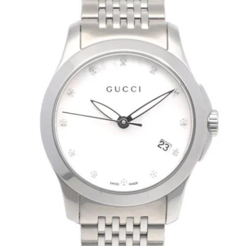 Pre-owned Stainless Steel watches Gucci Vintage , White , Dames