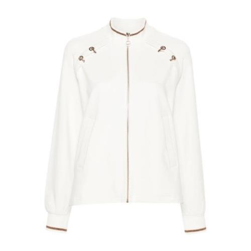 Witte Sweater met Hoge Hals Rits Liu Jo , White , Dames