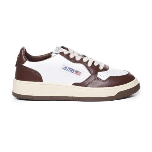 Leren Color Block Sneakers Wit/Bruin Autry , Brown , Heren