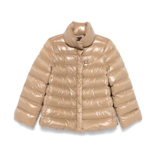 Glanzende Gewatteerde Donsjas Fay , Beige , Dames