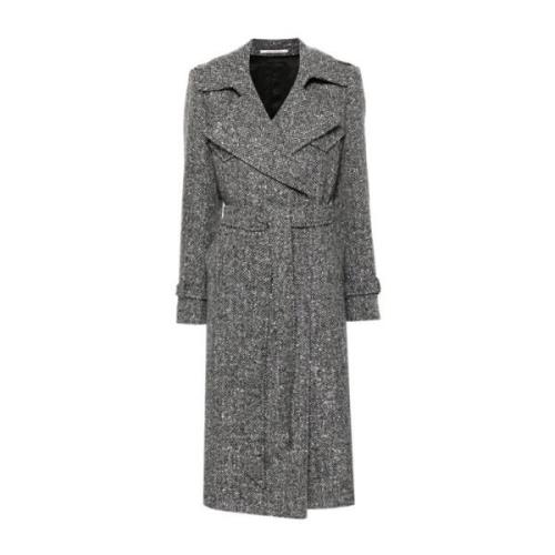 Visgraat Wollen Jas met Paillettenversiering Tagliatore , Gray , Dames