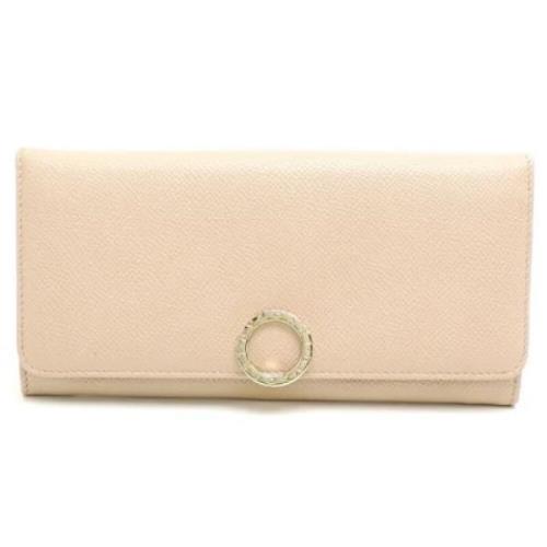 Pre-owned Leather wallets Bvlgari Vintage , Beige , Dames