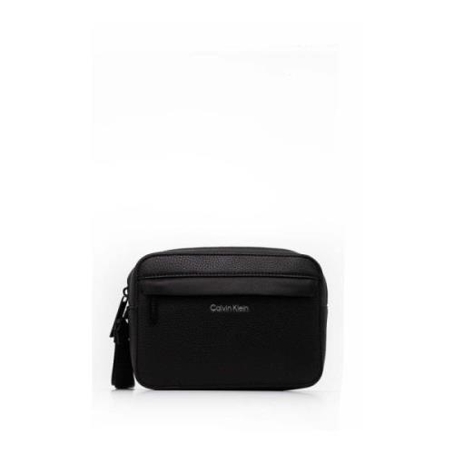 Zwarte PU-leren toilettas Calvin Klein , Black , Heren