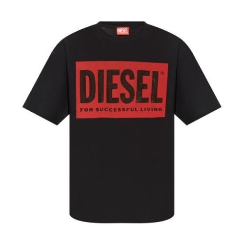 Zwarte T-shirts en Polos Diesel , Black , Heren