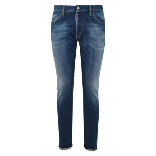 Blauwe Denim Stretch Slim Fit Broek Dsquared2 , Blue , Heren