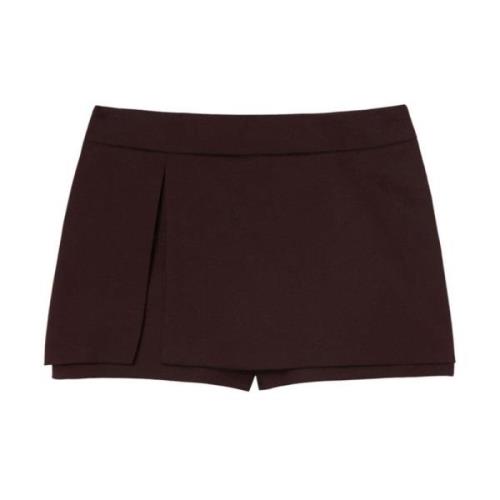 Bordeaux Wolmix Twill Shorts Pinko , Red , Dames