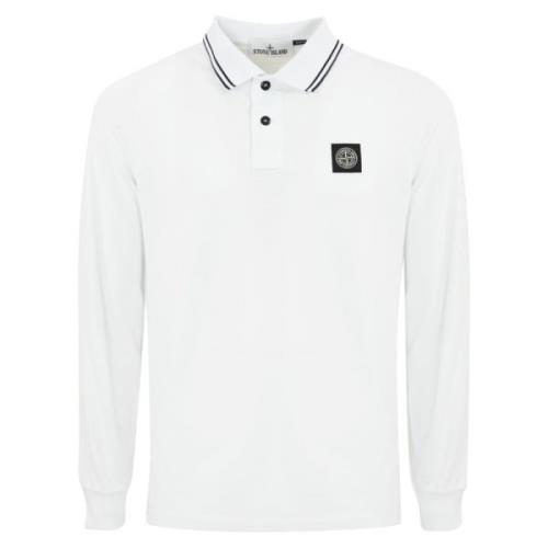 Witte Katoenen Polo Lange Mouw Stone Island , White , Heren