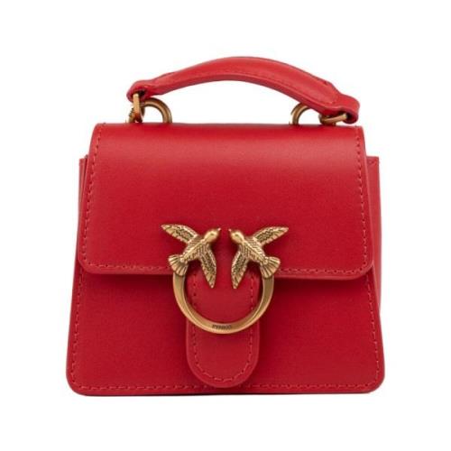 Rode leren handtas Love Birds gesp Pinko , Red , Dames