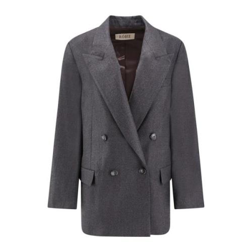 Oversize Virgin Wool Blazer met Peak Revers Róhe , Gray , Dames