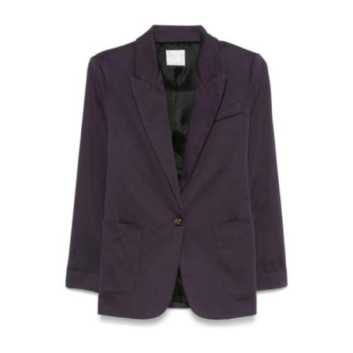 Blauw Katoenblend Jas Peak Revers Forte Forte , Purple , Dames