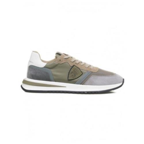 Nylon en Suède Lage Sneakers Philippe Model , Green , Heren