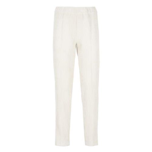 Ribfluwelen Elastische Taille Ivoor Broek D.Exterior , Beige , Dames