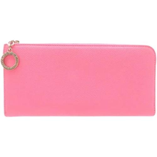 Pre-owned Leather wallets Bvlgari Vintage , Pink , Dames