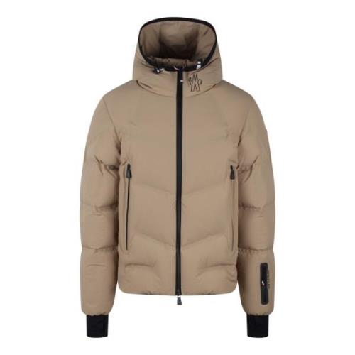 Gewatteerde Ski Jas met Capuchon Moncler , Beige , Heren