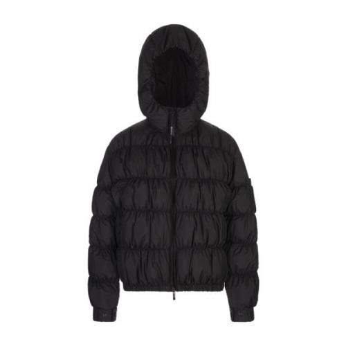 Zwarte Medonte Donsjas met Ruches Moncler , Black , Dames