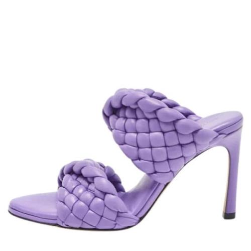 Pre-owned Leather sandals Bottega Veneta Vintage , Purple , Dames