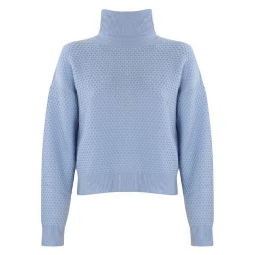 Kasjmier Trui Lichtblauw Hoge Hals Max Mara Studio , Blue , Dames