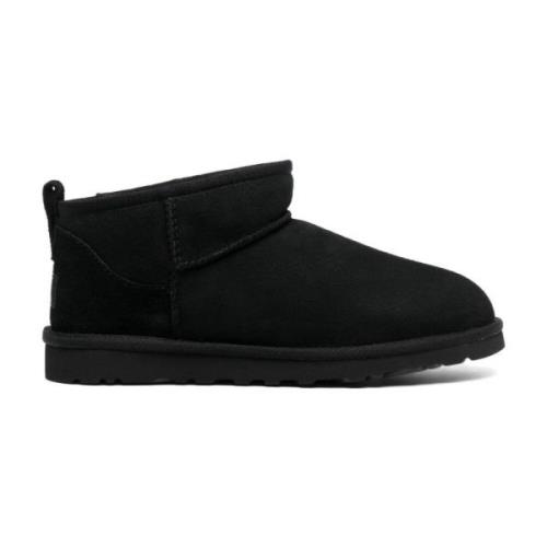 Zwarte Leren Schapenvacht Laarzen UGG , Black , Heren