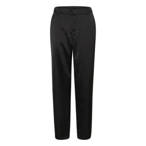 Elegante Sateen Pant in Pitch Black Cream , Black , Dames