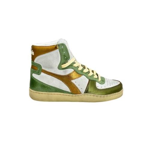 Metallic Goud Groene Basket Sneaker Diadora , Multicolor , Dames